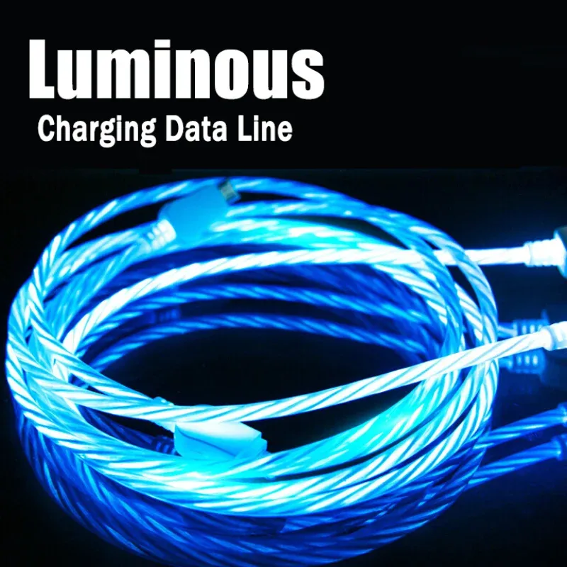 LED Flowing Light Up kabel Micro USB Typ linii danych CELEFEL TELEFON MODY SZYBKI PRZECIWIKI DLA SAMSUNG HUAWEI XIAOMI HUAWEI