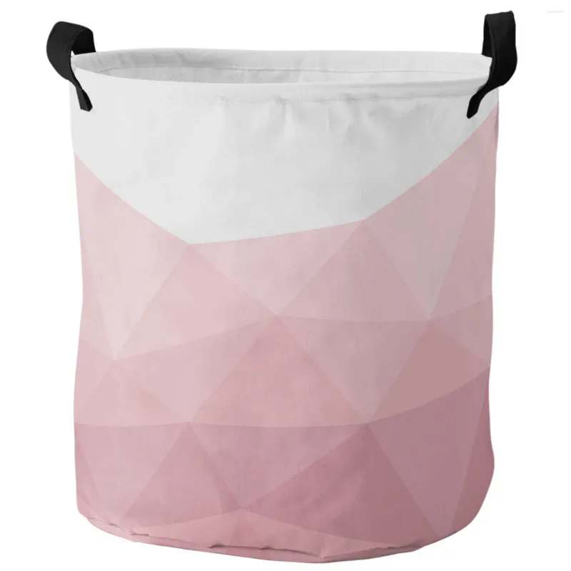 Laundry Bags Geometric Triangle Pink Gradient Dirty Basket Foldable Waterproof Home Organizer Clothing Kids Toy Storage