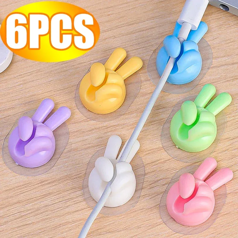 Strong Adhesive Desktop Cable Clips Cute Finger Shape Charging Cord Management Sticky Wire Holder Home Office Car Wire Winder