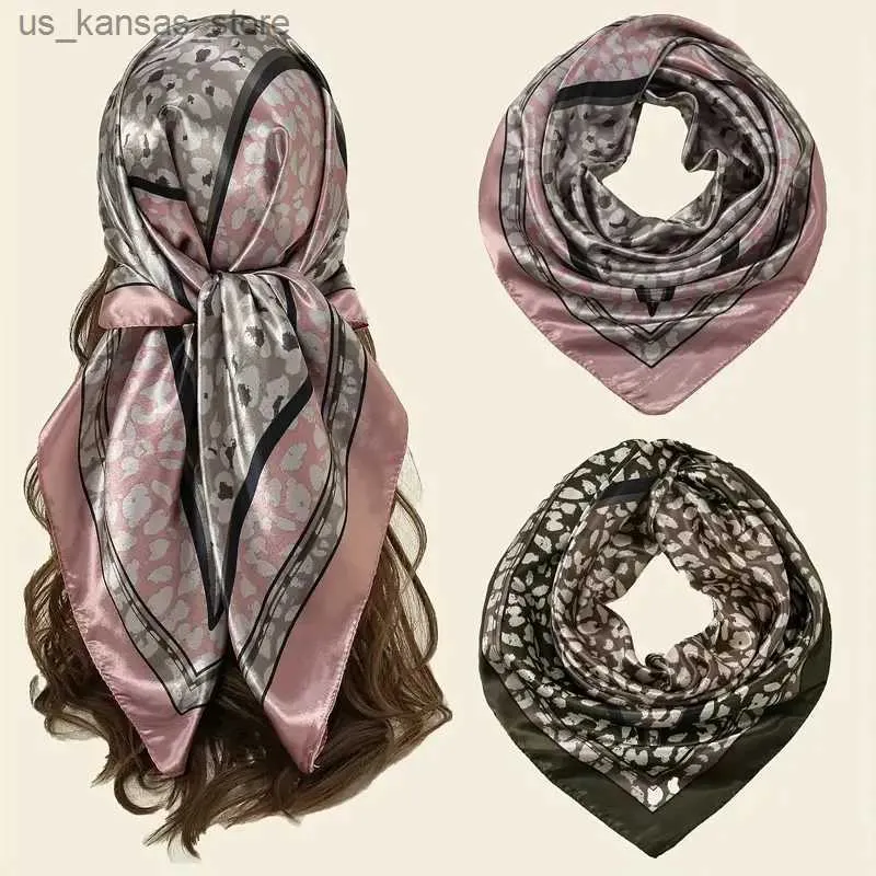 Écharbes 90 * 90cm de luxe Brand Silk Scarf Square Femmes Châles et enveloppez le bureau de mode d'été petit cou de cheveux Hijabs Foulard foulards 2024240409