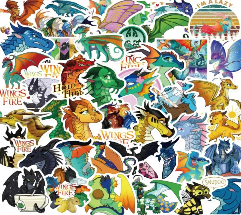 50pcs Wings of Fire Dragon Animal Cartoon Adesivo Diy Telefone Laptop Lapgage Skateboard Decals de graffiti Fun for Kid9608971