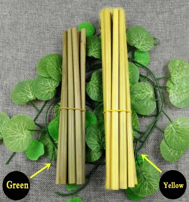 100 Natural de palha de bambu verde amarelo seco 195200230cm Straudos reutilizáveis ECO Amigável para bebida saudável para a barra de festas de casamento TO2217639