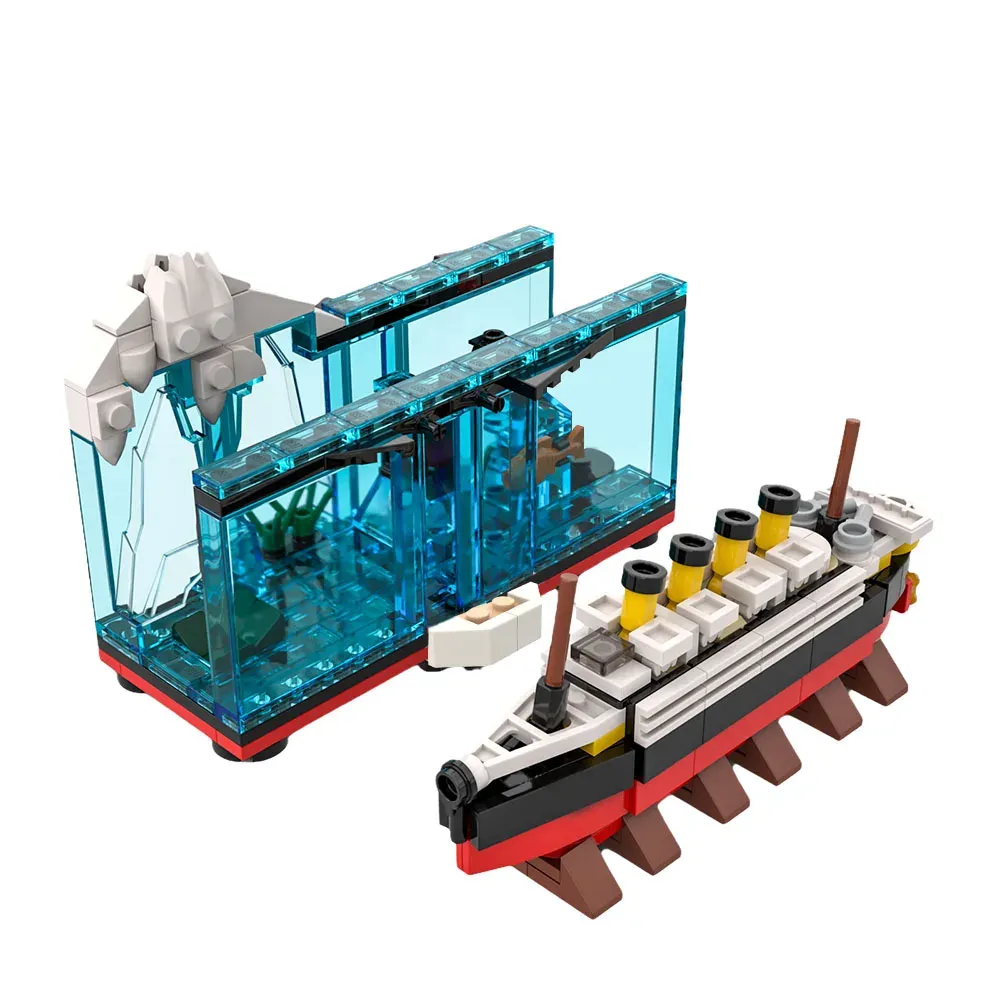 MOC Mini Ship Тонирующий микро -титанический строительный блок набор корабля wreck rms aicerg shipwrech