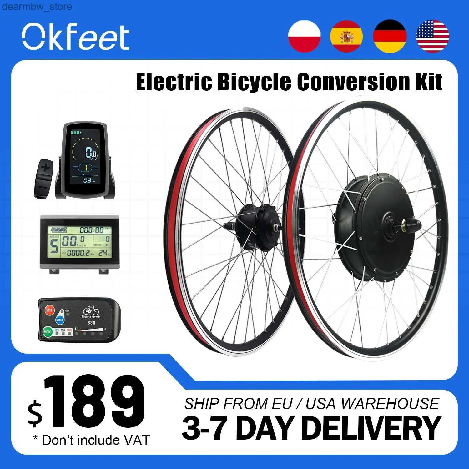 Cyklar Electric Bicycle Conversion Kit 48V 1500W 1000W 36V 250W 500W Fram- och bakre elektriska cykelhjul Hub Motor Electric Bicycle L48