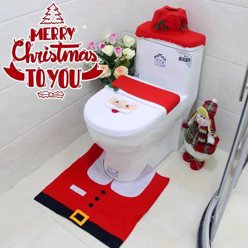Toilet Seat Covers Creative Christmas Cover Year Bathroom Decor Santa Claus Snowman Cute Xmas Decoration 2024 Elf Elk