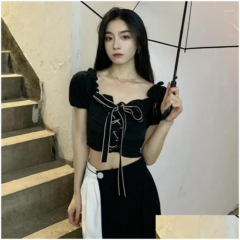 Dames blouses shirts Koreaanse versie boog met verbat shirt tops off shoder blouse vrouw kleding 2024 drop levering kleding kleding dhfpa