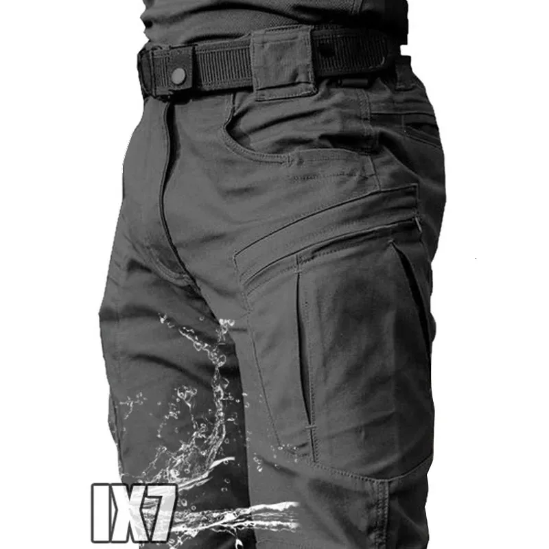 Men City Tactical Pants Combat Cargo Byxor Multi-Pocket Waterproof Wear-Resistant Casual Training Overall Kläder 240326