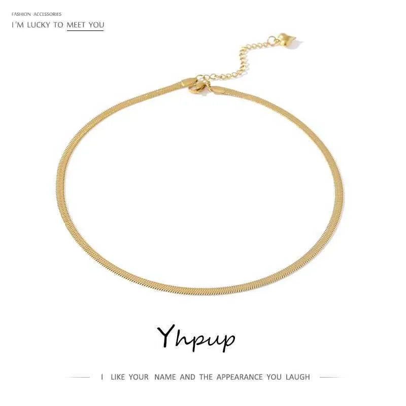 Colliers pendants yhpup charmant nouveau collier de chaîne de serpent géométrie mode bijoux en acier inoxydable