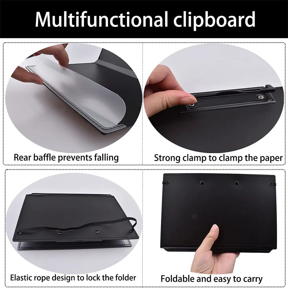 Tragbarer Dateiordner mit Taschenclip -Faltbar -Zwischenablage mit elastischen Bandleichter Clip -Boards für medizinische Krankenschwestern Ärzte