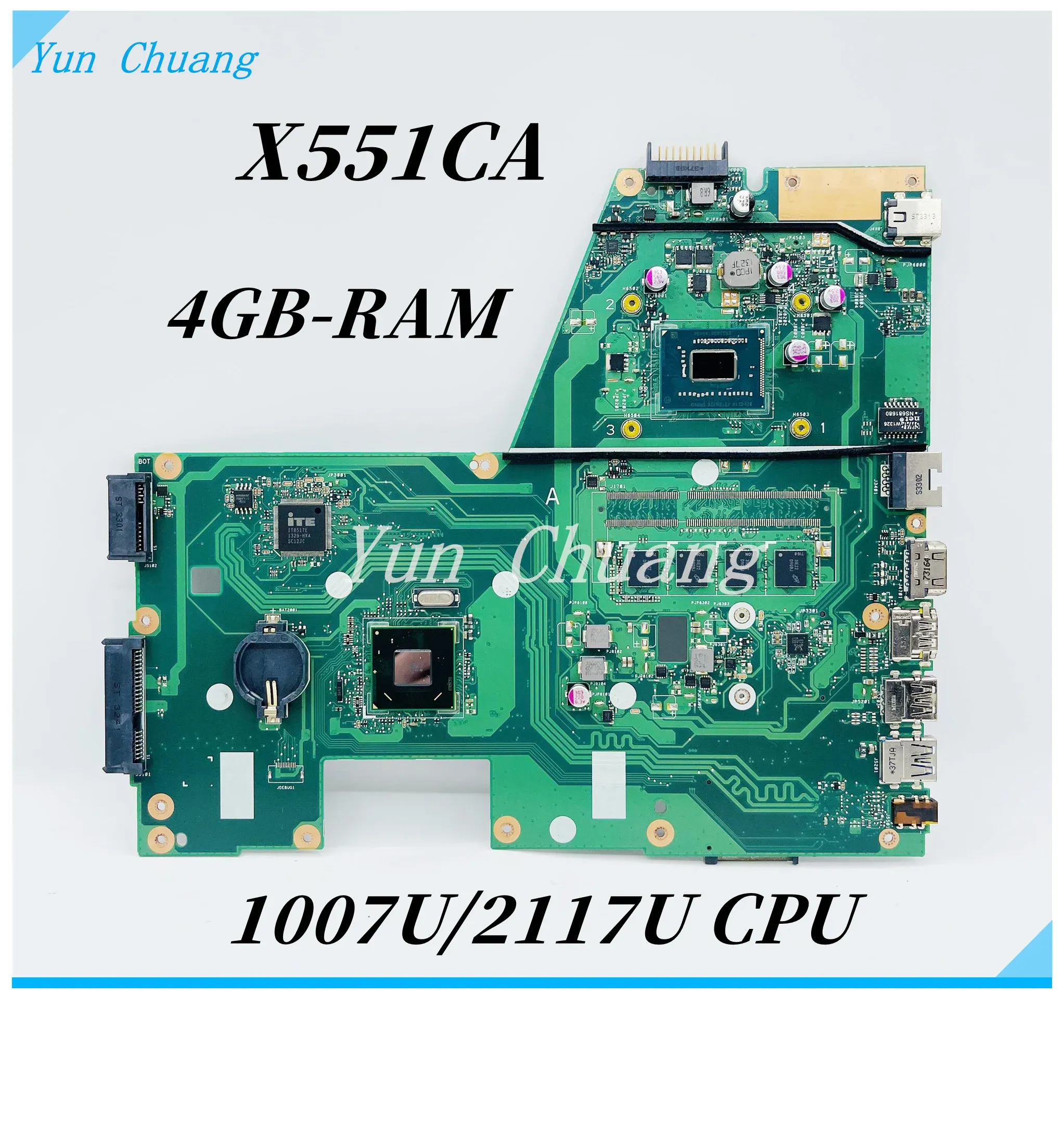 Moderkort X551CA Mainboard för ASUS X551CA X551CAP F551CA X551C F551C Laptop Moderboard med 1007U CPU 4GBRAM 100% Testarbete