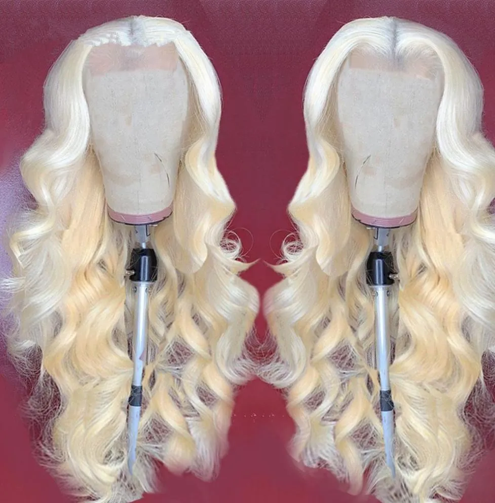 Kleur 613 Glueless 13x6 Lace Front Blonde menselijk haar pruik bodygolf platina menselijk haar kanten voorpruiken met babyhaar6162050