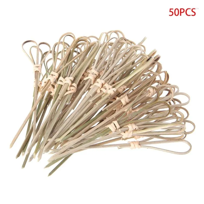 Einweg -Besteck 50pcs Bamboo Picks Cocktail Zahnstocher Party Club für CreiT T5EF