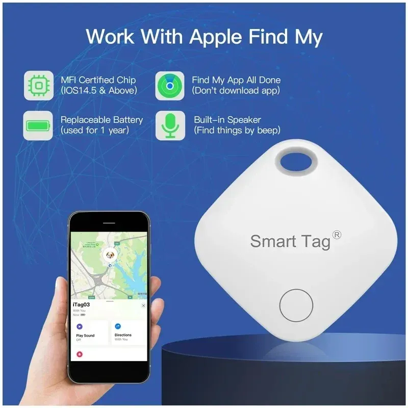 GPS Trackery Znajdź moją aplikację antygresionowe urządzenie do zamienników iPhone'a Smart Bluetooth Alarm Tracker Works Lokalizator MFI Ocena MFI