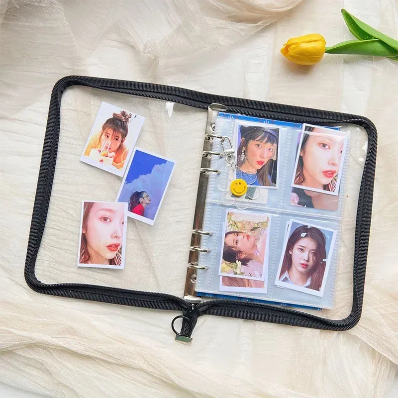 A6 Reißverschluss Bindemittel Abdeckungs-Losose Blatt Organisator Tagebuch transparent PVC Hülle Foto Organizer Schreibwarenbedarf