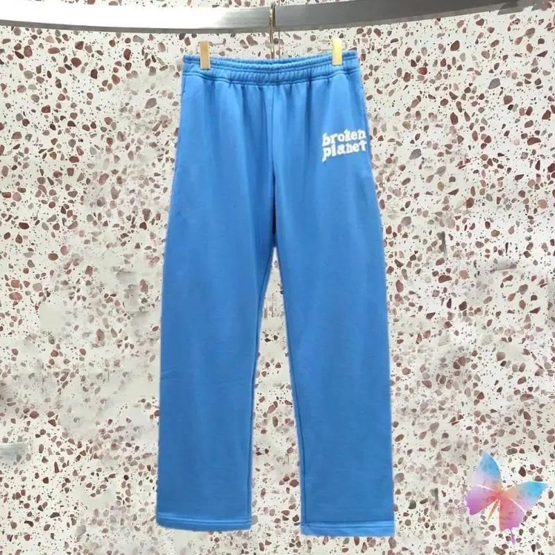 メンズパンツアメリカンハイストリートブルーブルーブロークンプラネットコットンフォームレターファッションカジュアルBPドローストリングスウェットパンツ男性女性ズボン