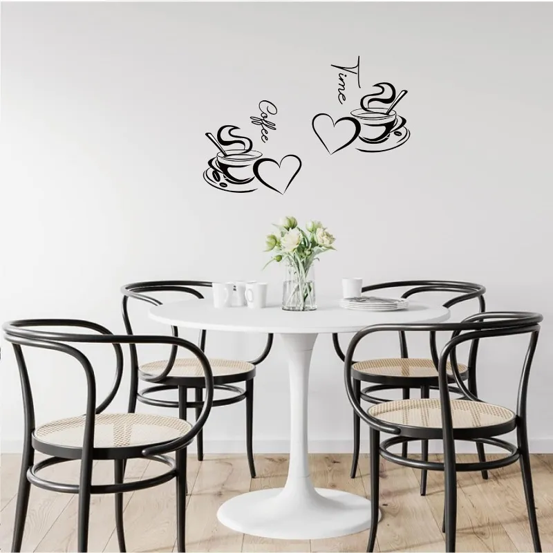 2 pezzi TEMA CAFFEA PVC adesivi da parete PVC CAFFE CAFFE DECALE DECALE DECALE DECALE MULTURE MURALE MURALE RIMOVIBILI DECIFICARE DELLA parete fai -da -te