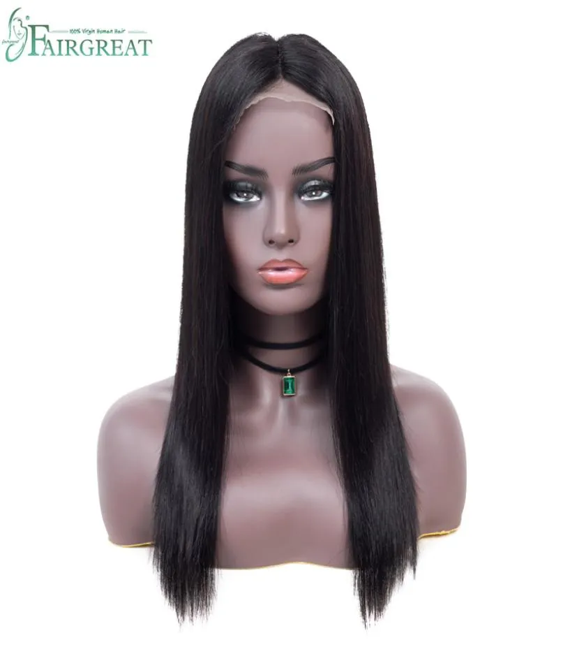 Brasilianska raka mänskliga hår peruker med babyhår 44 Middle Part spetsfront peruker för svarta kvinnor 1020 tum fairgreat hår peruks5852065