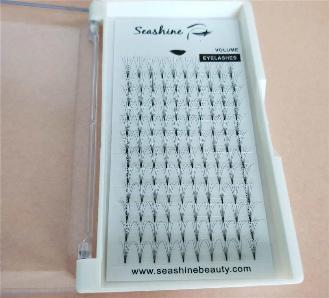 Seashine 100 Handgjorda 5D Kort STEM -premade fans Eyelashes Olika storlek Förfannade ögonfransar Volym Eyelash Extensions6002997