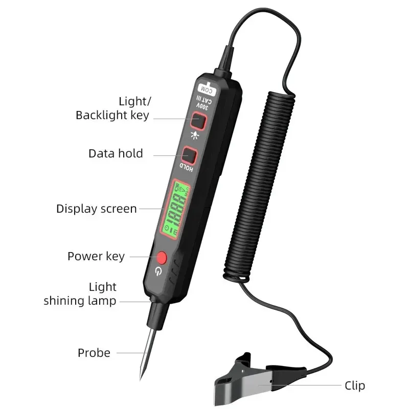 HT86A Detektor napięcia samochodowego Pióro Pióro samochodowe Obwód konserwacji uszkodzeń Tester Digital Lotlight FUSE FUSE Diagnostyczne Sonda Pióro testowe