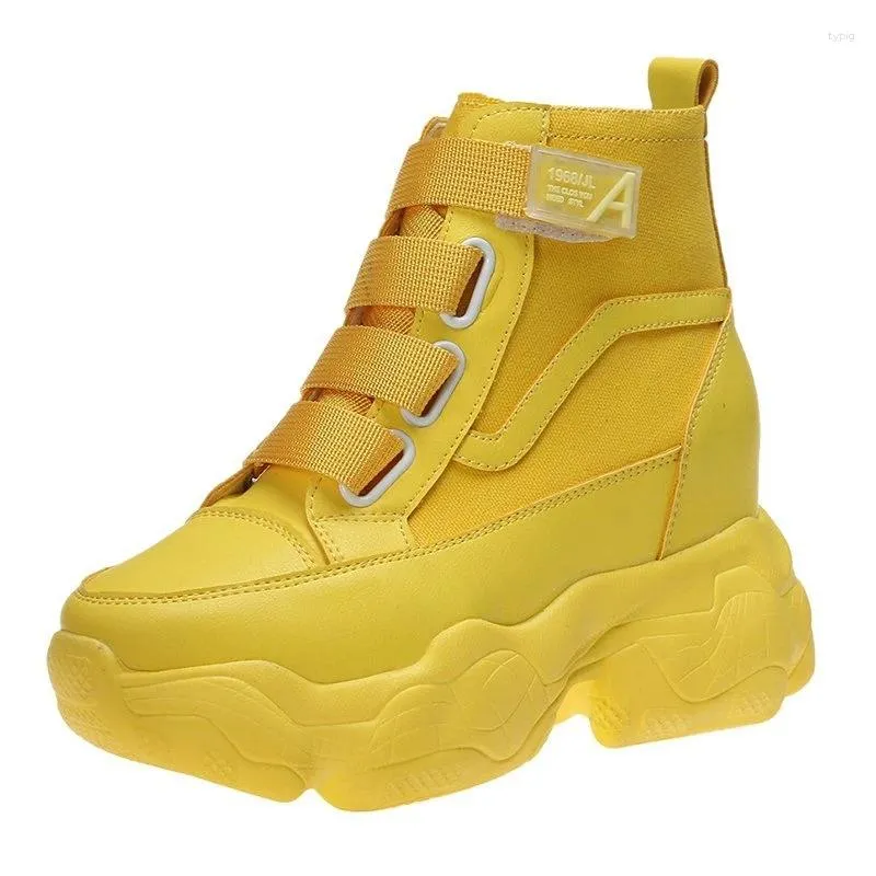 Chaussures de fitness 2024 baskets de mode pour femmes plate-forme chunky haut haut de tennis décontracté marque féminine femme bottes jaunes vulcanisés