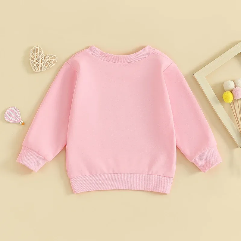 Toddler Baby Girl Valentine s Day Outfit Sweet Heart Letter Long Sleeve Sweatshirt Crewneck Pullover Shirt Tops