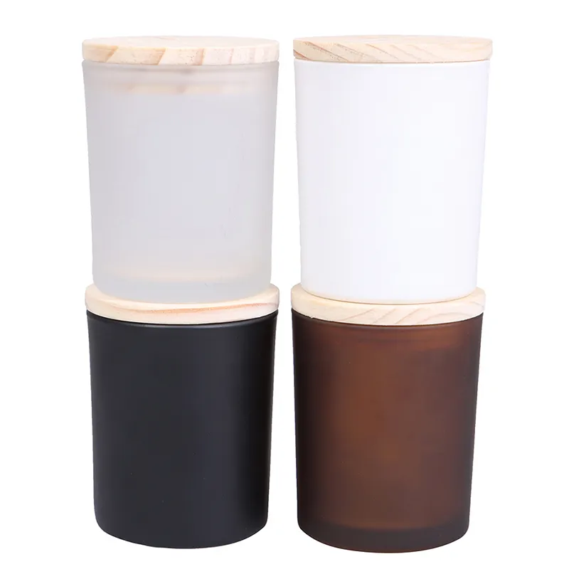 Soybean Candle Glass Jar with Wooden Lid Candle Cup Environmentally ...