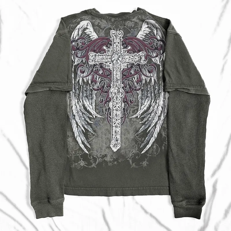 Cyber Grunge Long Sleeve Top - Y2K E-girl Graphic Tee