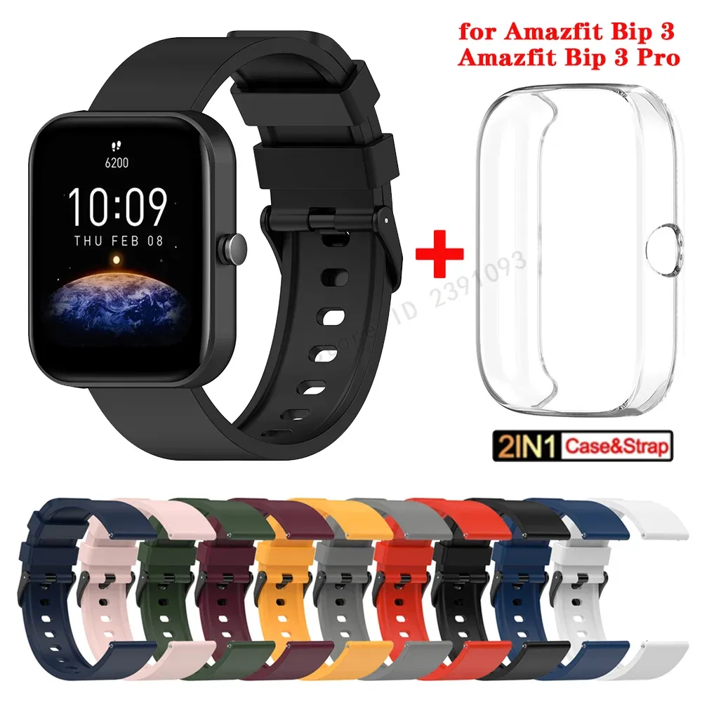 För Amazfit Bip 3 Silikonrem+TPU Case Cover armbandsarmband för Huami Amazfit Bip 3 Bip3 Pro Watch Strap Smartwatch Case