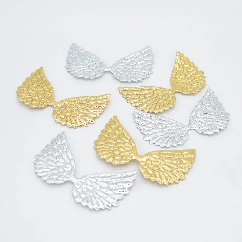 40 -stks twee zijkantvleugelpleisters glanzende angel wing head boog gewatteerde applique cake topper ambachten plakboeking meisjes haaraccessoires