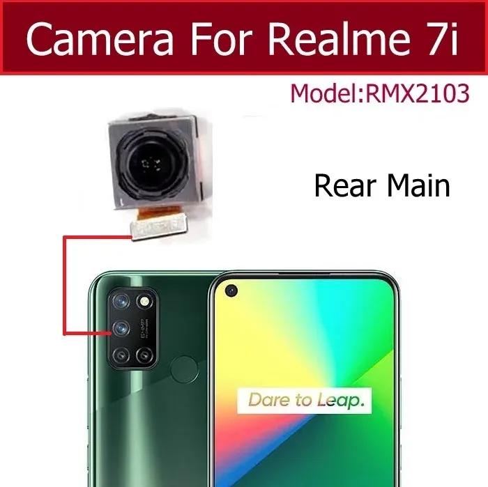 För Oppo Realme 7I Global Asia Bakre främre kameramodul Small Facing Selfie Front Back Main Camera Flex Cable Parts