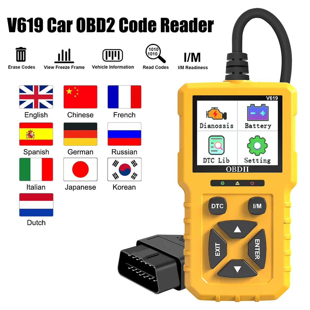 Tstr Car Code Code Reader Battery Tester Car Diagnostic Tool OBD2 Scanner V619 Clear ...