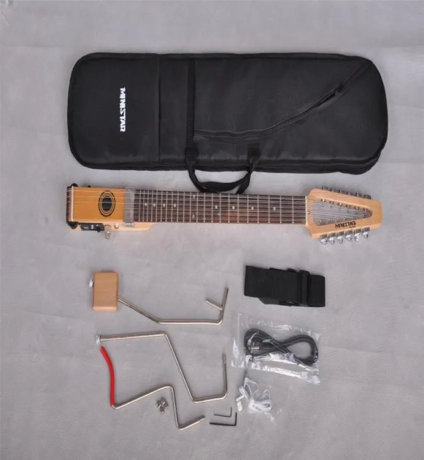 En stock mini star folkstar voyage guitare électrique avec sac de transport mini guitarhole silencieux portable4062567