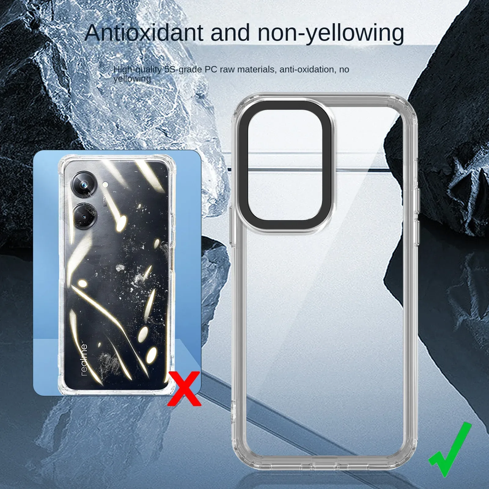 Adequado para a capa de telefone transparente da OPPO REALME 10 PRO 5G, capa de proteção final com acrílico anti-derrubado