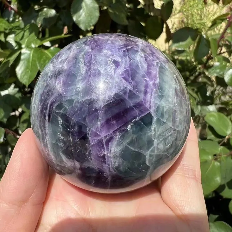 Dekorativa figurer 6cm Natural Fluorite Quartz Crystal Sphere Ball Healing