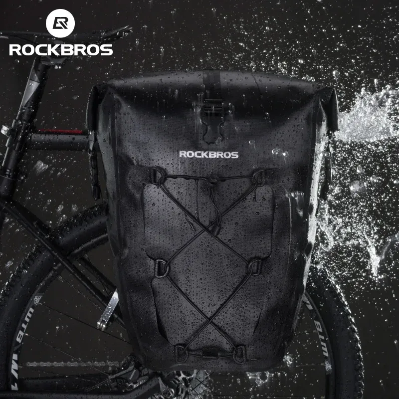 ROCKBROS Waterproof Bike Pannier Bag – Large Capacity 27L 2-Piece Rear Rack Bag