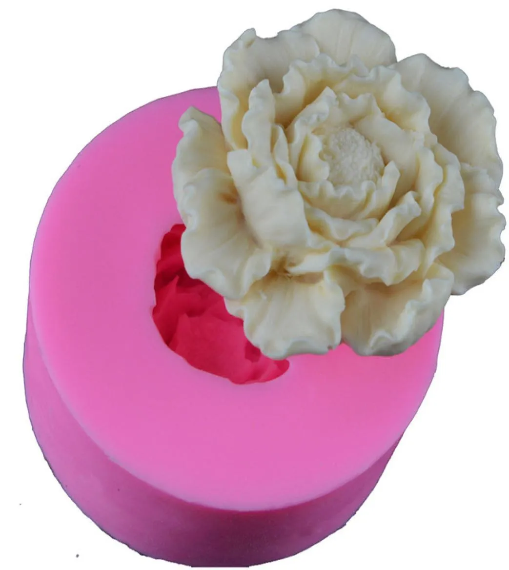 2020 3Dシリコーンキャンドル型牡丹花粘土石鹸型フォンダンチョコレートケーキベーキングカルケーキデコレーションツール5036203