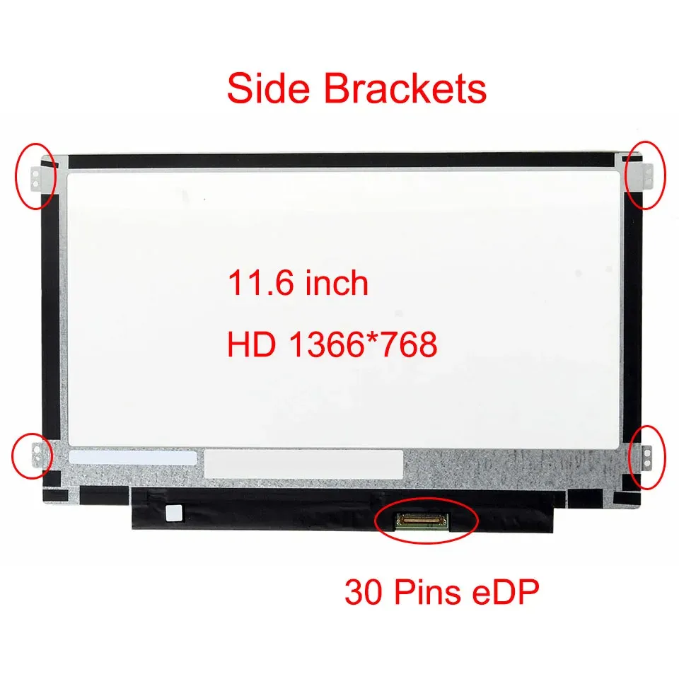 Экран 11.6 "Замена для HP 7265NGW HD 1366x768 EDP 30 PINS Светодиодный экран ЖК -дисплей Matrix для проверки ноутбука