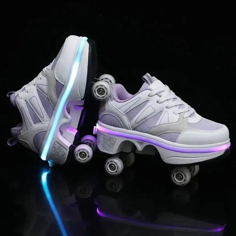 Sneakers Dzieci Deformacja Rolki Buty 4 koła Parkour Sport Roller Buty Dziewczyny Dziewczyny chłopcy rolki roller łyżwy unisex dla dorosłych trampki