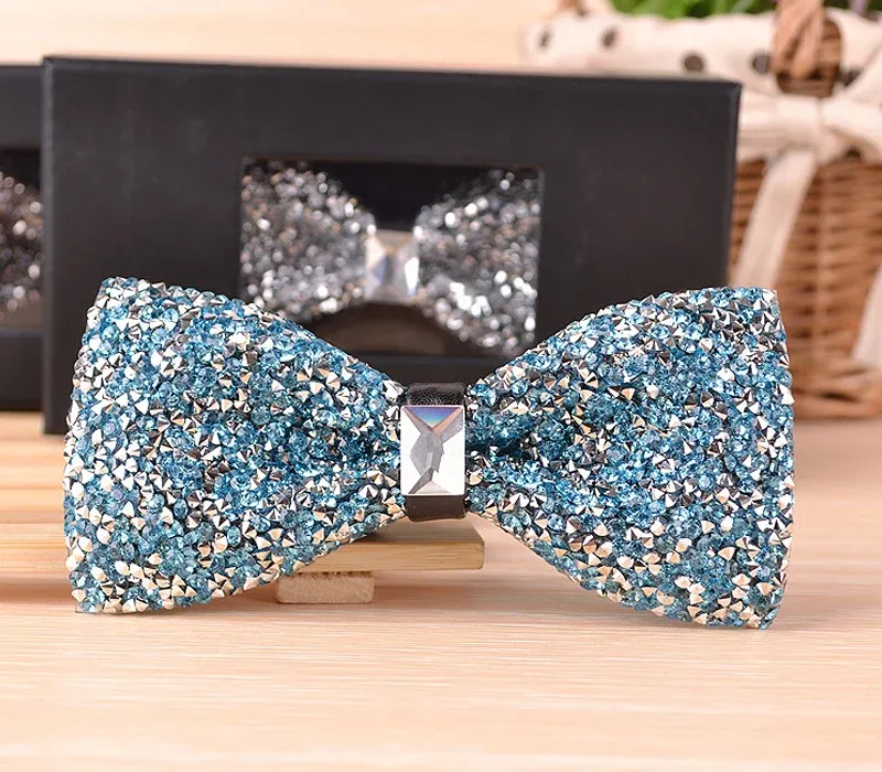 Zhanmai 3 Pieces Rhinestone Bow Ties Men Pre Tied Bow Ties With