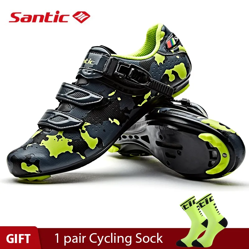 SANTIC Road Cycling Shoes Men Professional Mountain Bike Lock Road Cycling Shoes Accessories Breathable Bicycle Shoes