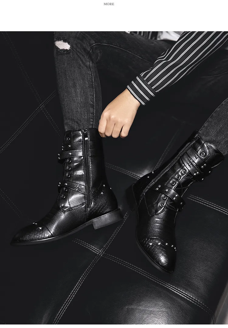 DHgate.com:Mens Black Leather Motorcycle Boots - Gothic Punk DHgate.com:Mens Black Leather Motorcycle Boots - Gothic Punk