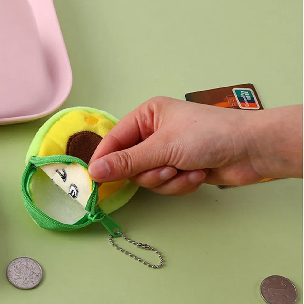 Mujer mini bolsa de almacenamiento forma aguacate lápiz lápiz colgante de llaves bolsas bolsas de lujoso juguete encantadora billetera de terciopelo monedero de monedas