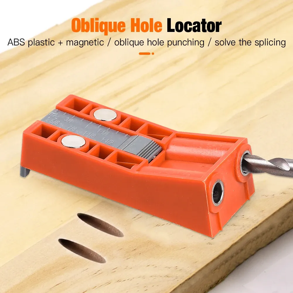 Single/Twin Pocket Hole Jig Kit Justerbar snickerificka Skruvjig för träbearbetning Anglad Hole Locator Borr med magnetguide