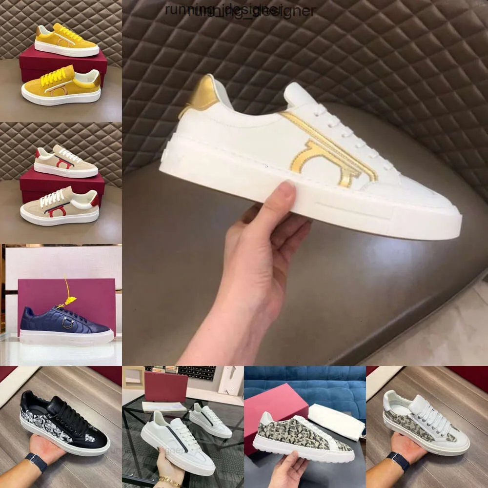 2023 Högkvalitativ modemän lyxiga designer skor 20 färger bekväma botten ferragamos läder herrar party sport casual sneaker tränare sko aaaaa xfkc t z91h