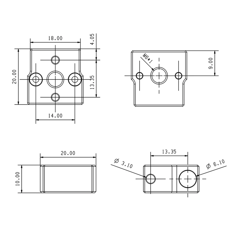 Kingroon CR6 SE KEEER BLOOD BLOOT Hoge temperatuur Geplateerd koperaluminium hitteblokkering voor CREALITEIT CR-6 SE/CR 6 Max SE 3D-printer