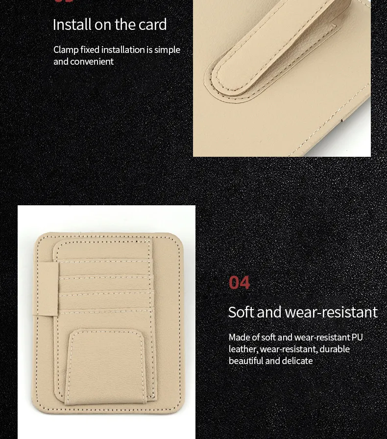 PATLOLLAV PU Leather Car Visor Organizer with Multi-Compartment Storage - Windshield Sunshade, Glasses/Card Holder for Vehicles