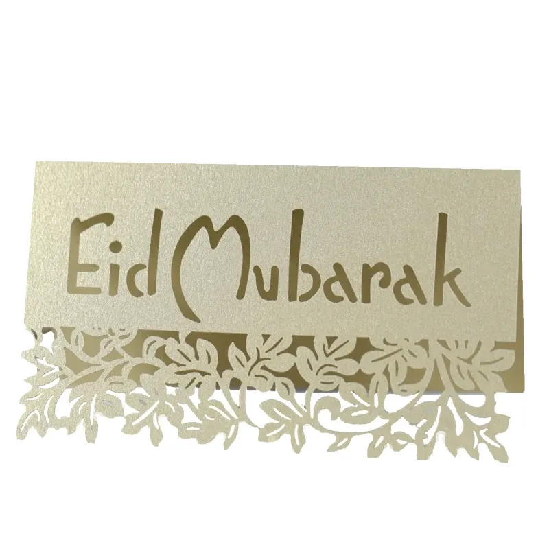 50 pcs Eid Mubarak Laser Cut Table Nome Cards Cards Vine Cartoline Ramadan Kareem Muslim Festival Happy Al-Fitr Eid Party Decor