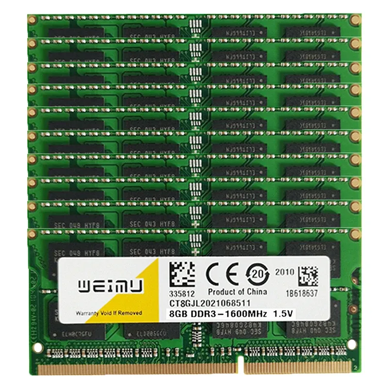 RAMS 10PCS DDR3L RAM 4GB 8GB 16G Laptop Memories PC3 12800 10600 8500 1600 1066 1333 MHz 240pin 2RX8 SODIMM Memoria Memoria DDR3 RAM