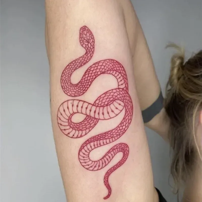 1pc gefälschte Tattoo dunkle Wein große Größe Schlange Tattoo schwarze rote Schlange Temporär Tattoo Aufkleber für Frauen Männer Körper Taille wasserdicht