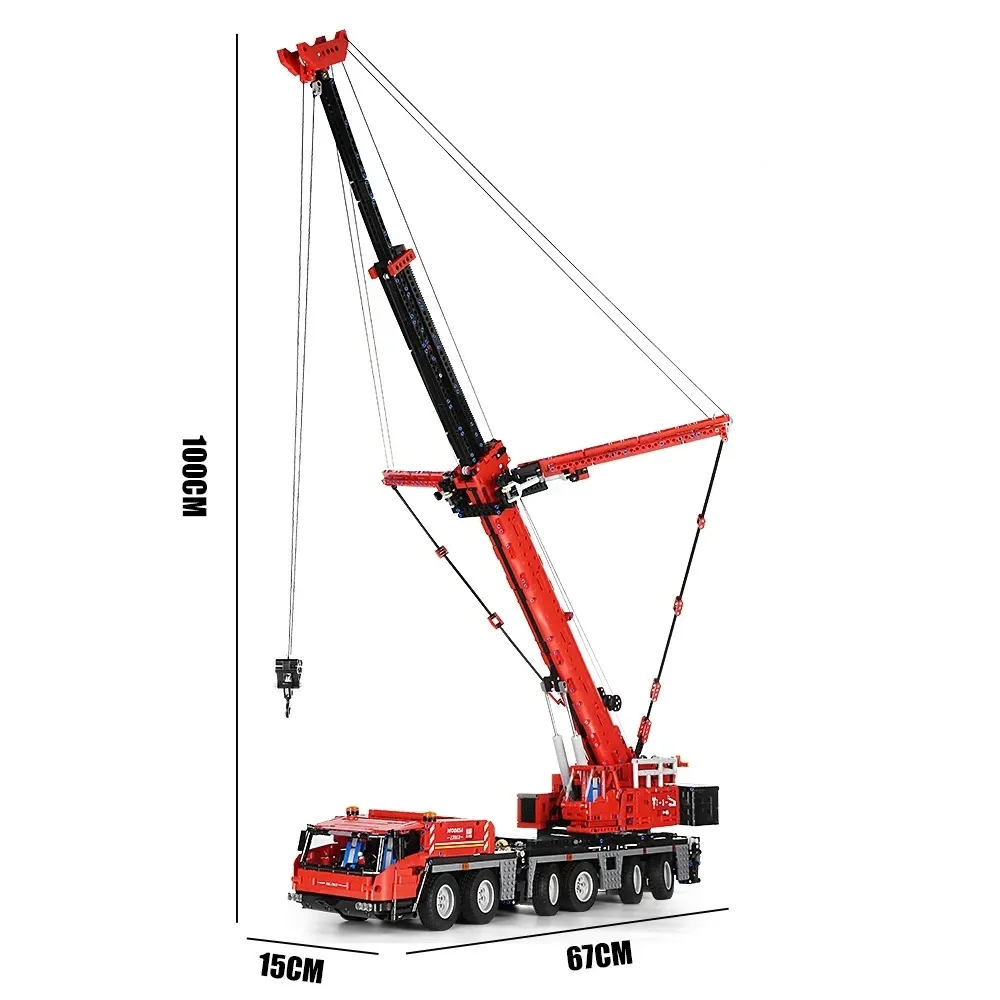 Motorized Red Mobile Crane Building Blocks Set Remote Control